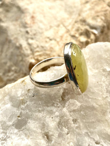 Prehnite (Yellow) Sterling Silver Ring - Full Moon Designs
