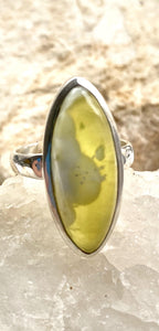 Prehnite (yellow) Sterling Silver Ring - Full Moon Designs