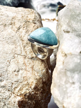 Load image into Gallery viewer, Amazonite Sterling Silver Ring - Side view-Full Moon Designs