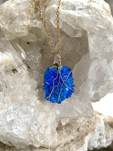 blue quartz handmade necklace, full moon designs