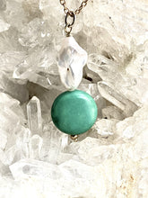 Load image into Gallery viewer, turquoise mother of pearl necklace, full moon deisgns