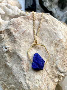 lapis lazuli gold necklace. Hand made by Full Moon Designs