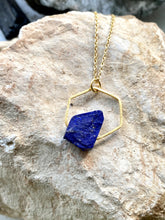 Load image into Gallery viewer, lapis lazuli and gold necklace on chain