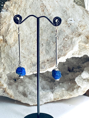 lapis lazuli dangly silver earrings