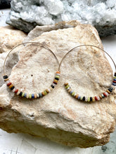 Load image into Gallery viewer, Multicolour stones (large) Goldfilled Hoops - Full Moon Designs