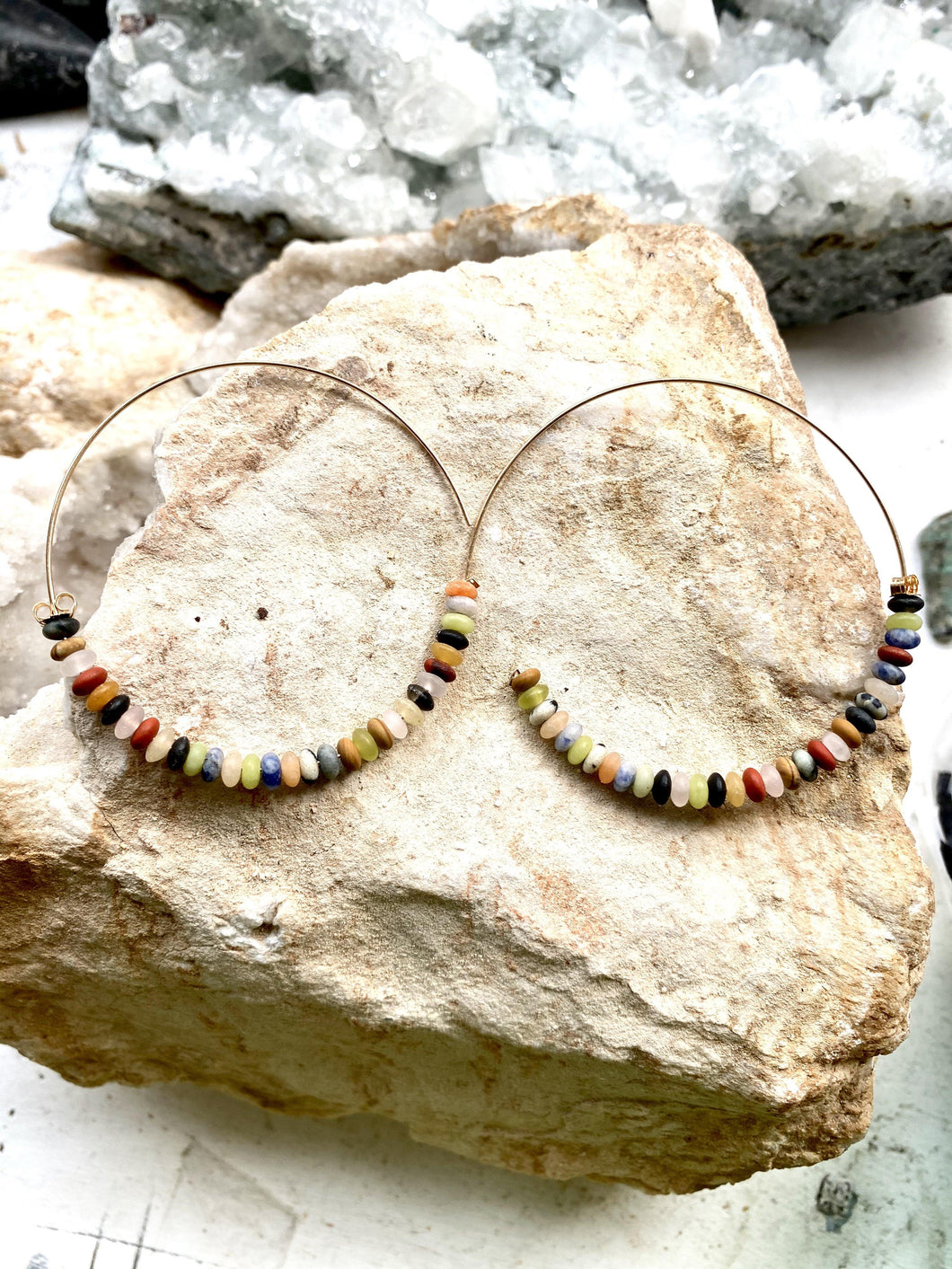 multicolour stones goldfilled earrings