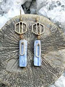 Kyanite (Blue) Brass Earrings - Full Moon Designs