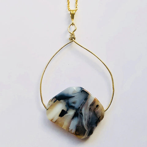 Agate (Grey) Gold Necklace - Full Moon Designs