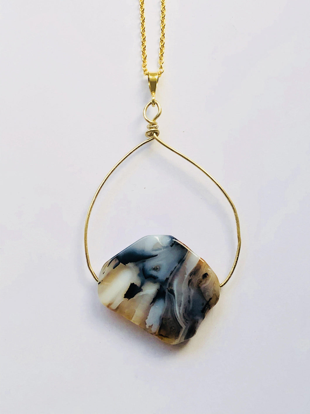 Agate (Grey) Gold Necklace - Full Moon Designs