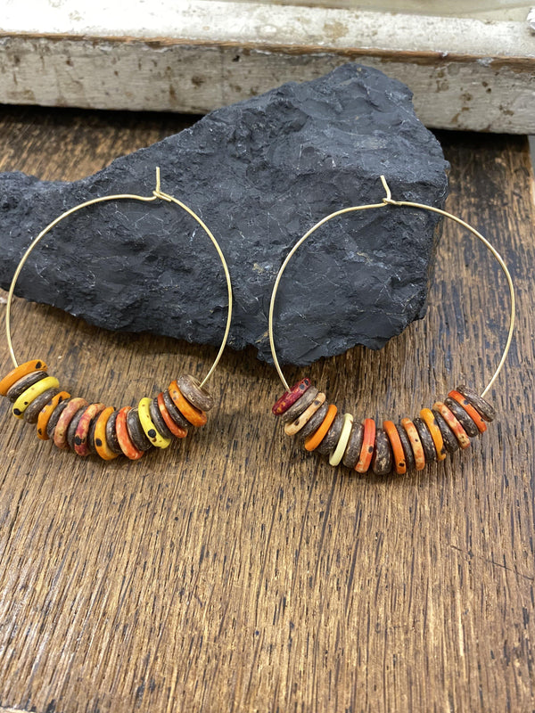 Multicolour Brass Hoops - Full Moon Designs